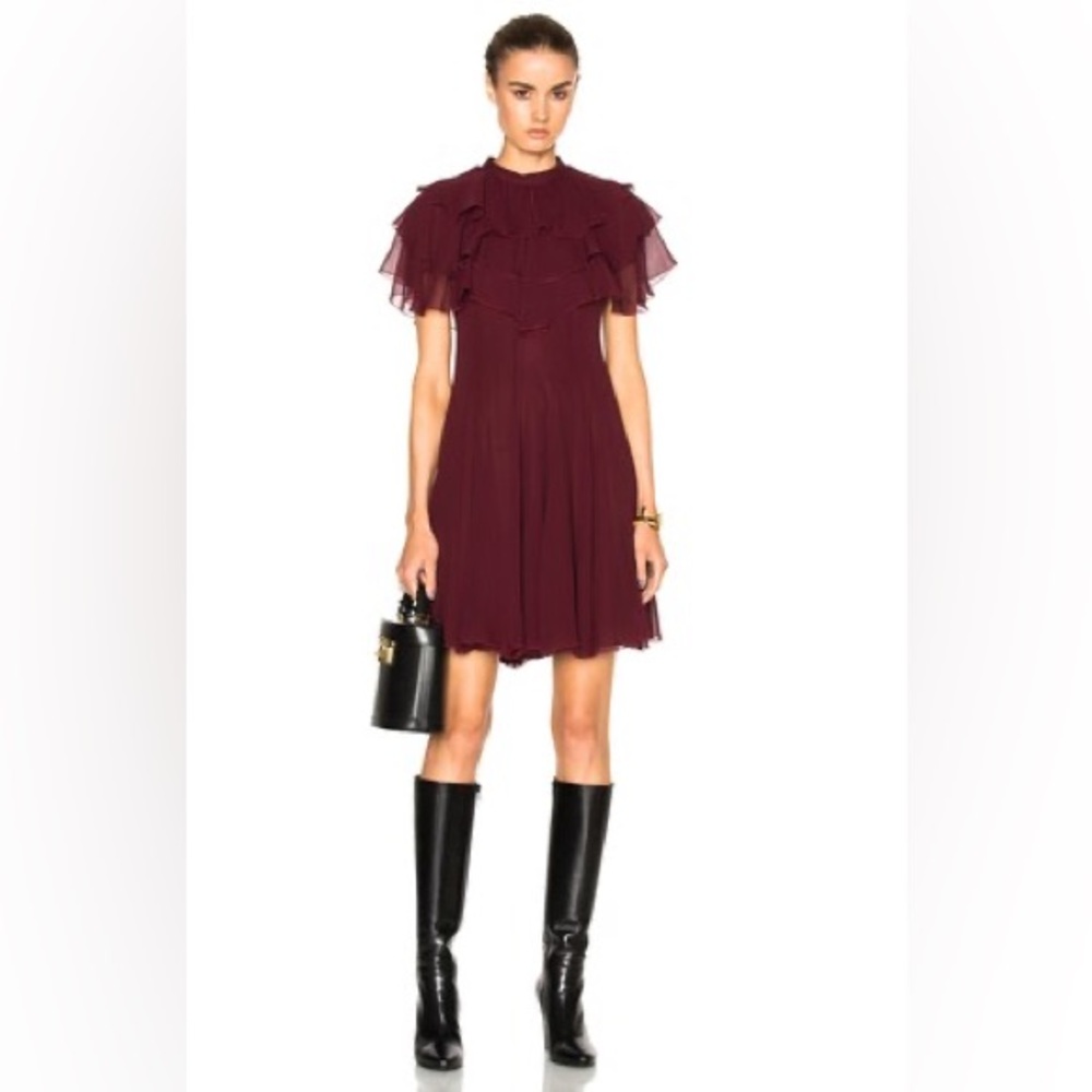 GIAMBATTISTA VALLI
Ruffle Mini Dress in Bordeaux